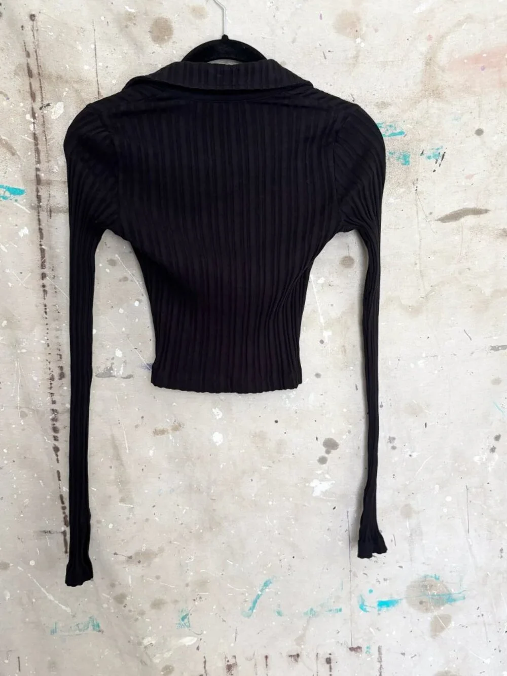 Helmut Lang Long Sleeve Crop Polo Top